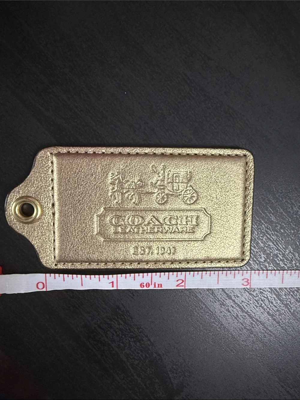 Coach XL Metallic Gold Leather Hangtag